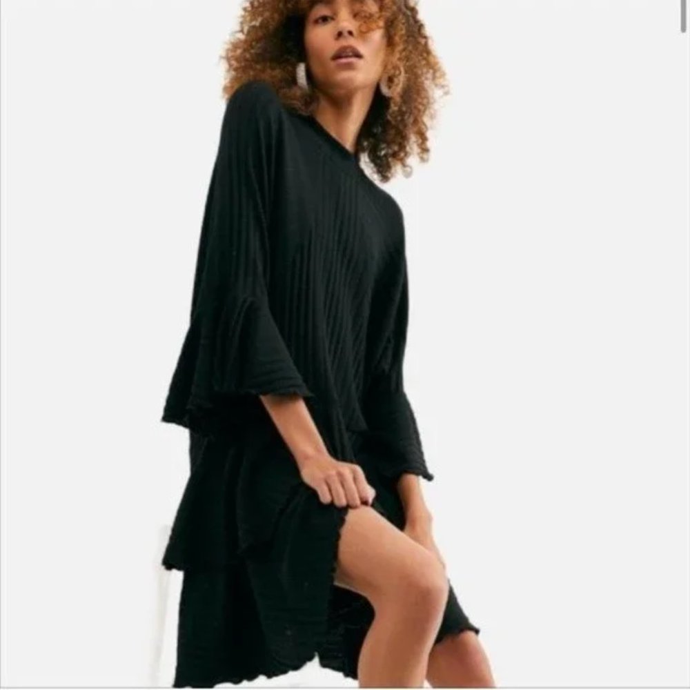 Free People Sweet Rose Tunic Black Sz XS